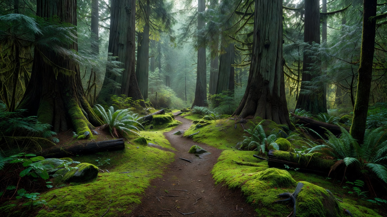 Massive trees in an old-growth Canadian forest