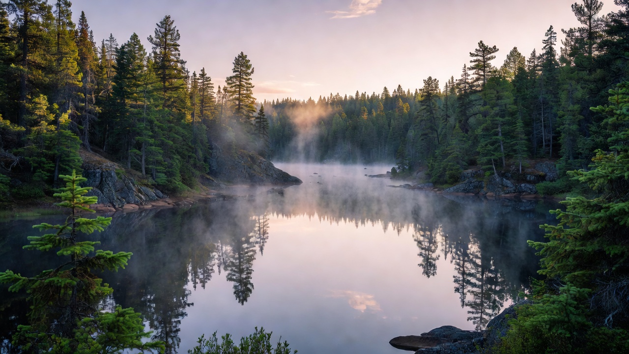 Pristine Canadian Lake at Dawn